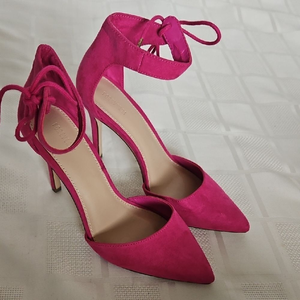 Elegant Pink Suede Women's Heels